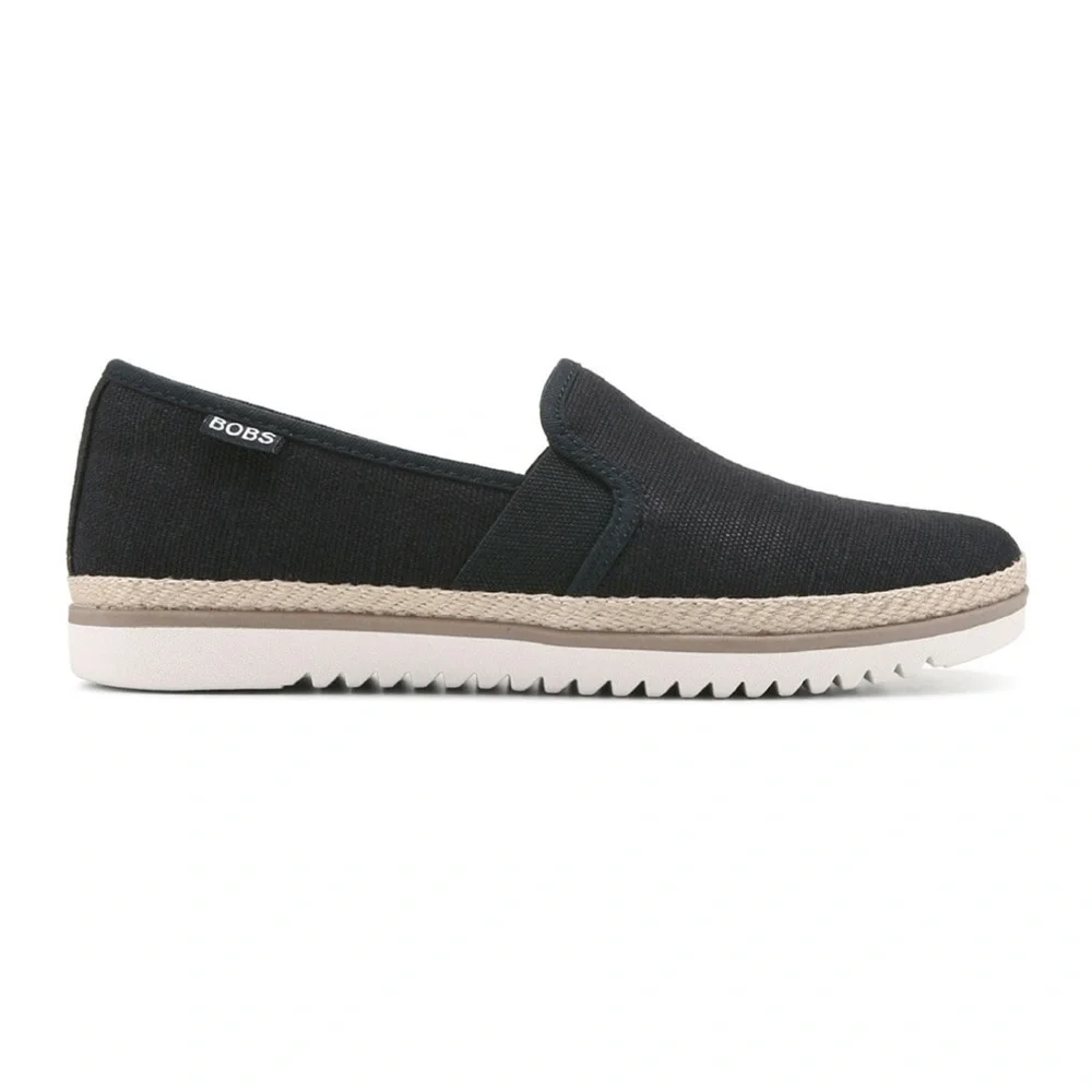 BOBS by Skechers‎ Bobs Black Flexpadrille Flat Loafer Twin Gore Slip On Size 9.5